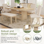 Contemporary 6-Piece Extendable Wood Dining Table Set Kitchen Table Set with Upholstered Bench and 4 Dining Chairs