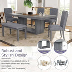 Contemporary 6-Piece Extendable Wood Dining Table Set Kitchen Table Set with Upholstered Bench and 4 Dining Chairs