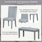 Contemporary 6-Piece Extendable Wood Dining Table Set Kitchen Table Set with Upholstered Bench and 4 Dining Chairs