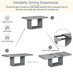 Contemporary 6-Piece Extendable Wood Dining Table Set Kitchen Table Set with Upholstered Bench and 4 Dining Chairs
