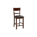 Set of 2 Chairs Dining Room Furniture Brown Solid wood Counter Height Chairs Upholstered Cushioned Unique back