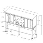 52 inch Wine Cabinet with Barn Door & Adjustable Shelves - 52 W x 38 D x 15.5 H