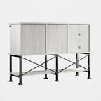 52 inch Wine Cabinet with Barn Door & Adjustable Shelves - 52 W x 38 D x 15.5 H