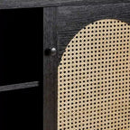 Transitional 58 2-Door Sideboard with Arched Rattan Panels for Living Room, Bedroom and Office