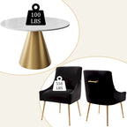 48 Marble Top Metal Dining Table with Velvet Dining Chair Set