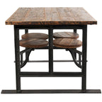 Teak Wood Dining Table with Attached Seats - Brown - Roche River Decor