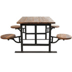 Teak Wood Dining Table with Attached Seats - Brown - Roche River Decor