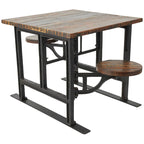 Teak Wood Dining Table with Attached Seats - Brown - Roche River Decor