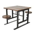 Teak Wood Dining Table with Attached Seats - Brown - Roche River Decor