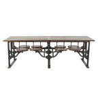Teak Wood Dining Table with Attached Seats - Brown - Roche River Decor
