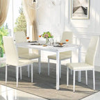 Modern 5-Piece Kitchen Dining Set, Counter Height Dinette Set with Marble Look Top and 4 Upholstered PU Leather Chairs