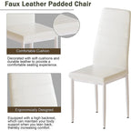 Modern 5-Piece Kitchen Dining Set, Counter Height Dinette Set with Marble Look Top and 4 Upholstered PU Leather Chairs