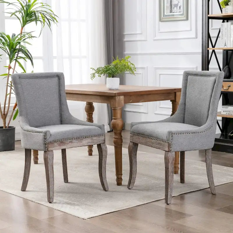 Set of 2 Ultra Side Dining Chairs with Wood Legs