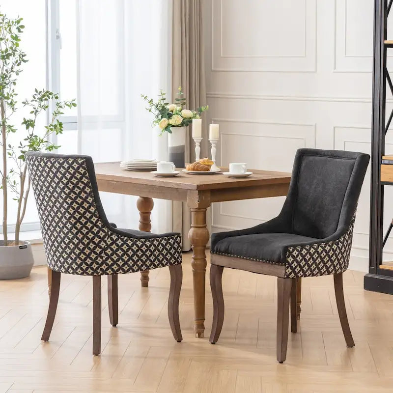 Set of 2 Ultra Side Dining Chairs with Wood Legs