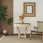Curved Legs Farmhouse Style Small Size Round Dining Table - Natural Wood