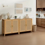 Sideboard Buffet Kitchen Storage Cabinet with Rattan Decorative Doors