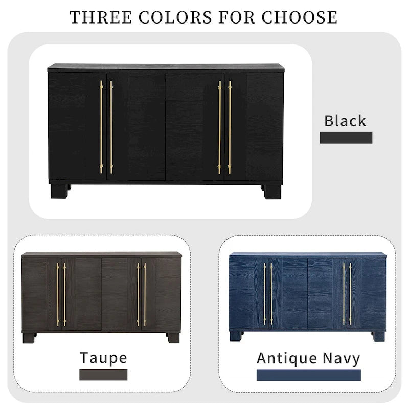 Wood Traditional Style Sideboard with Adjustable Shelves