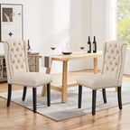 Yaheetech 2pcs Upholstered Dining Chair Button Tufted Dining Room Chair with Nailhead Trims - N/A