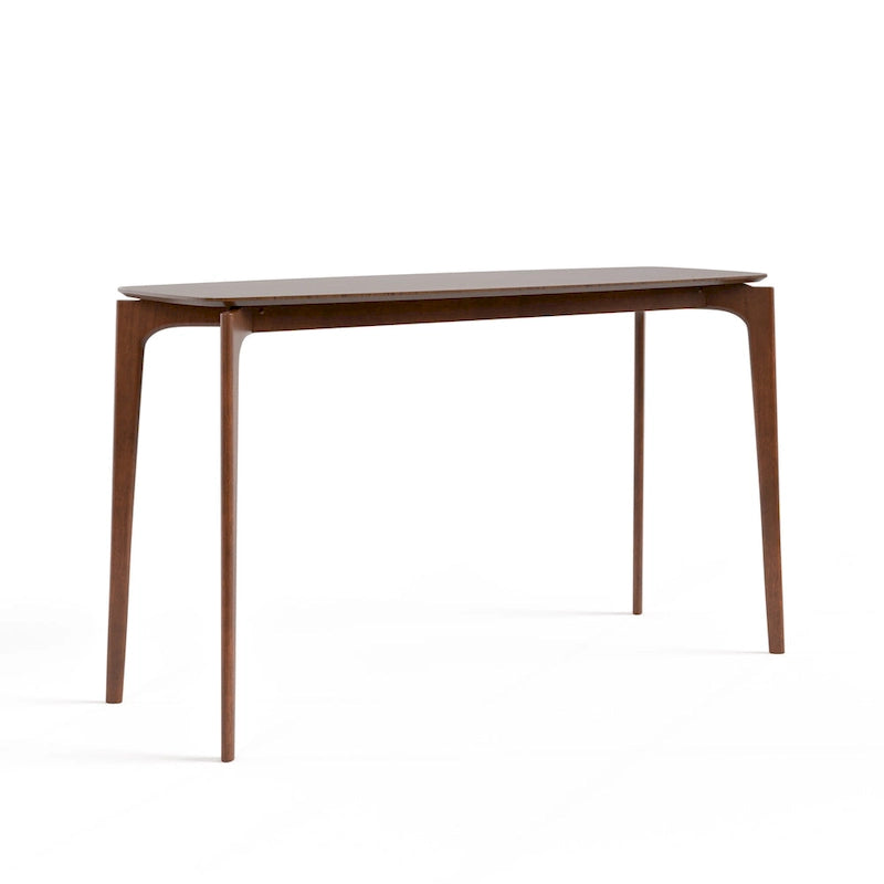 Furniture of America Shaw Mid-century 5-Piece Walnut Wood Counter Height Table Set with 4 Chairs