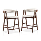 Furniture of America Shaw Mid-century 5-Piece Walnut Wood Counter Height Table Set with 4 Chairs