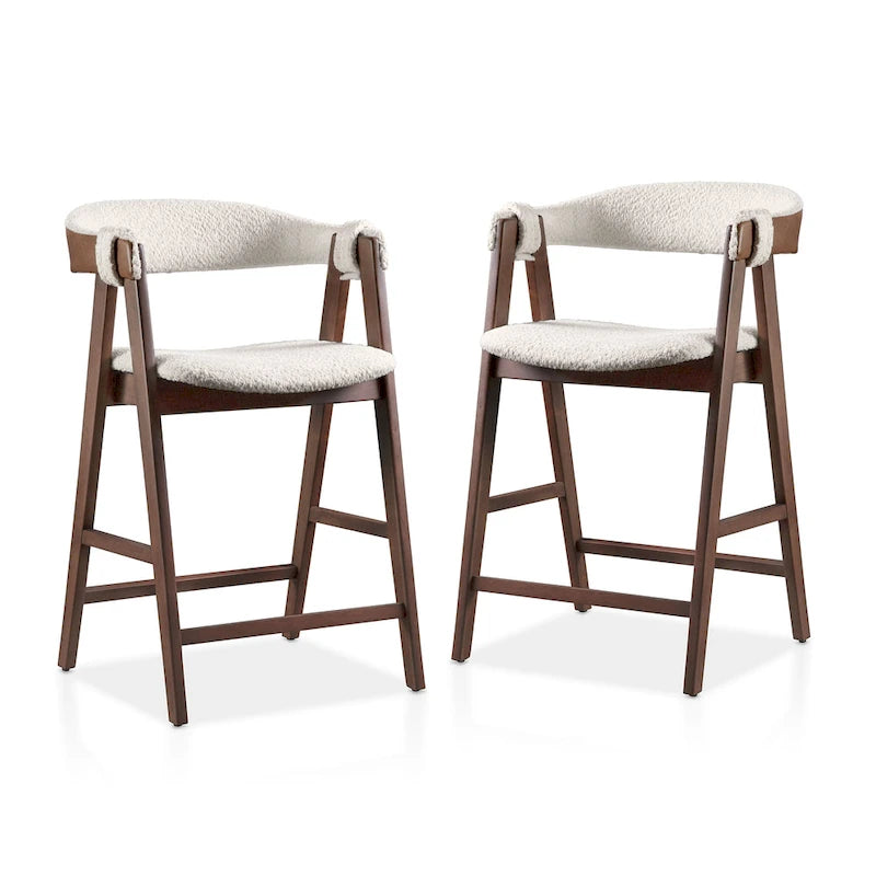 Furniture of America Shaw Mid-century 5-Piece Walnut Wood Counter Height Table Set with 4 Chairs