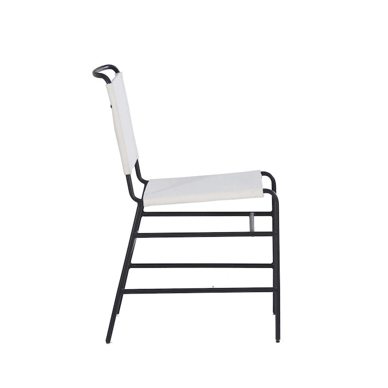 Leffler Sanded Steel and Fabric Industrial Dining Chair