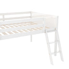 Full Size Wood Low Loft Bed with Ladder, ladder can be placed on the left or right