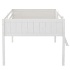 Full Size Wood Low Loft Bed with Ladder, ladder can be placed on the left or right