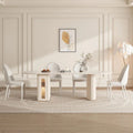8 Person Folding Storage Dining Table Modern 78.7in Extendable Oval Dining Table,White Sintered Stone