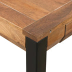 83 Inch Extendable Rectangular Dining Table, Handcrafted Mango Wood with Black Iron Legs