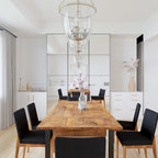 83 Inch Extendable Rectangular Dining Table, Handcrafted Mango Wood with Black Iron Legs