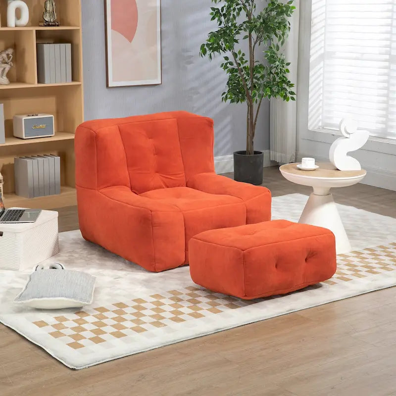 Comfortable Bean Bag for Adults and Children, Super Soft Lazy Sofa Chair with Foam and Ottoman