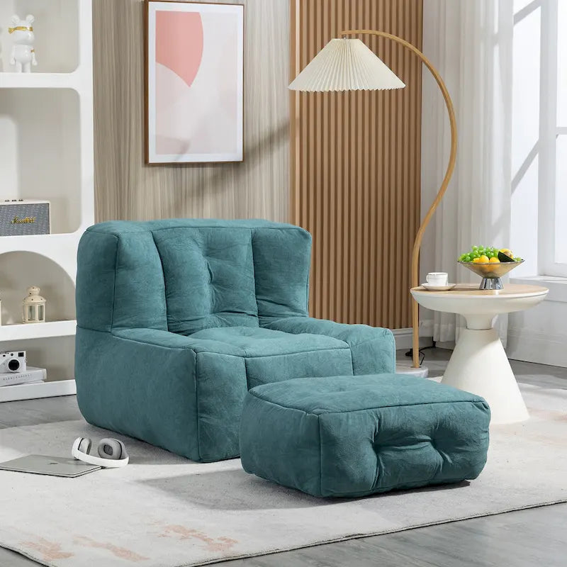 Comfortable Bean Bag for Adults and Children, Super Soft Lazy Sofa Chair with Foam and Ottoman