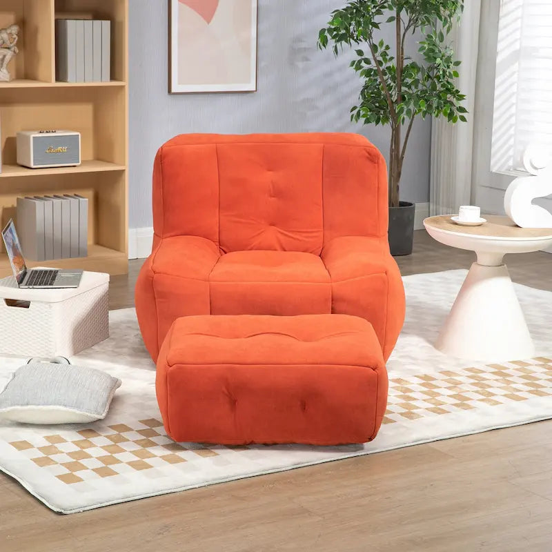 Comfortable Bean Bag for Adults and Children, Super Soft Lazy Sofa Chair with Foam and Ottoman