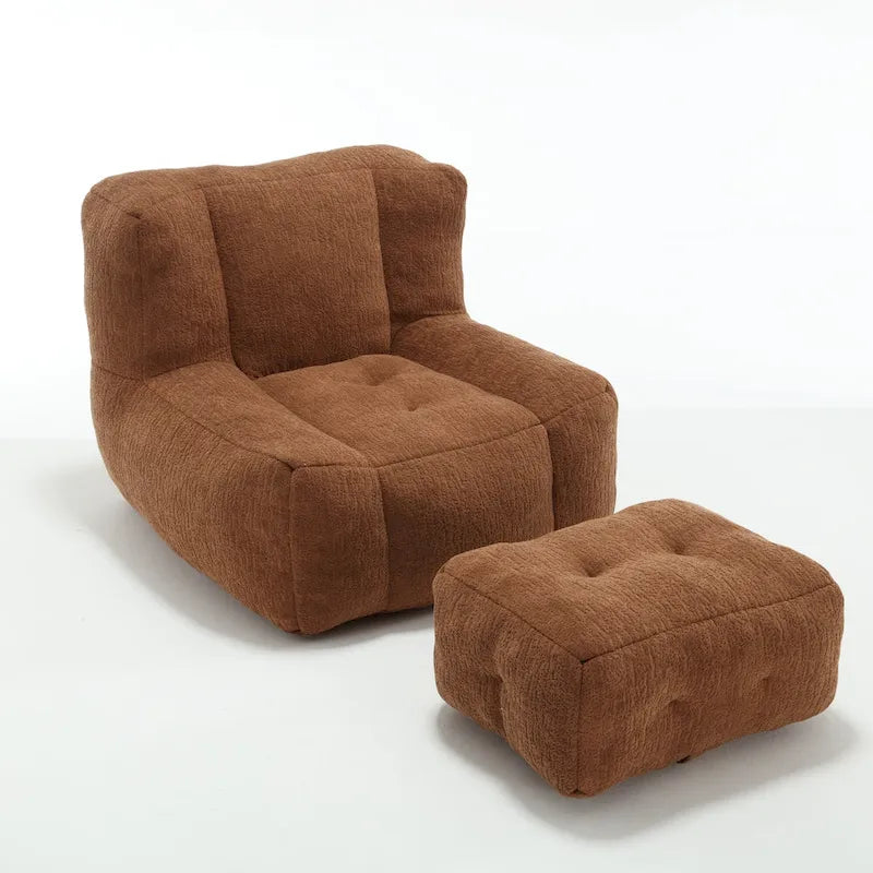 Comfortable Bean Bag for Adults and Children, Super Soft Lazy Sofa Chair with Foam and Ottoman