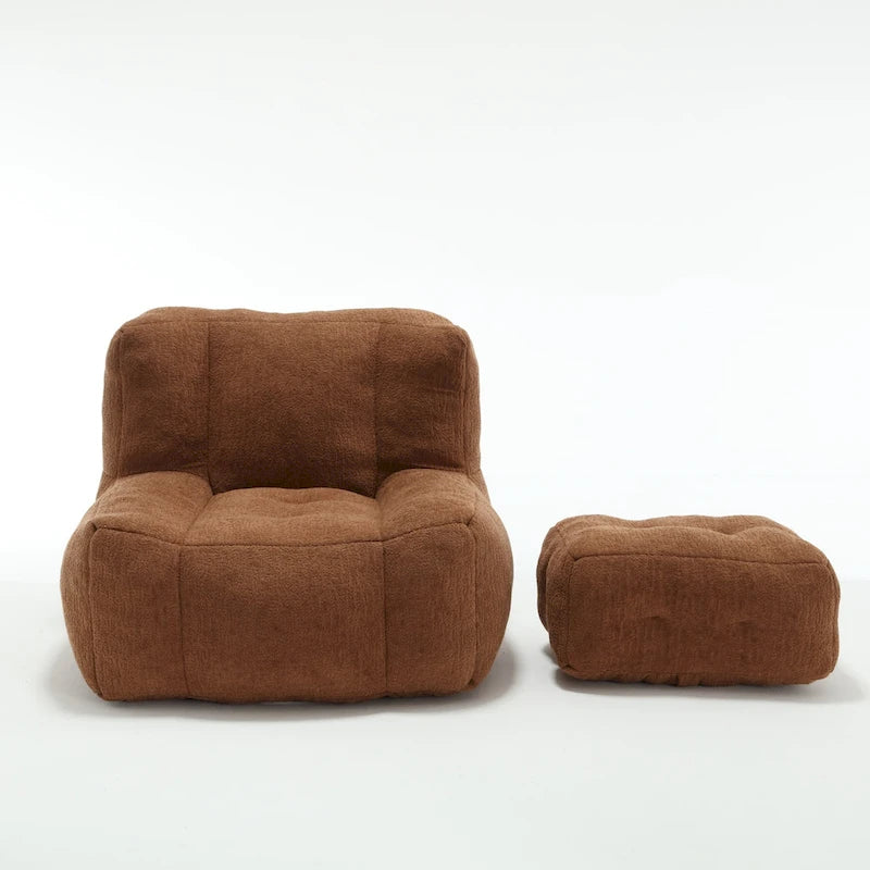 Comfortable Bean Bag for Adults and Children, Super Soft Lazy Sofa Chair with Foam and Ottoman