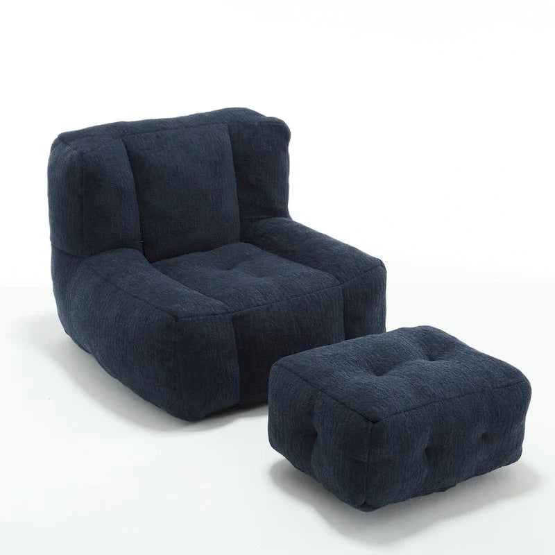 Comfortable Bean Bag for Adults and Children, Super Soft Lazy Sofa Chair with Foam and Ottoman