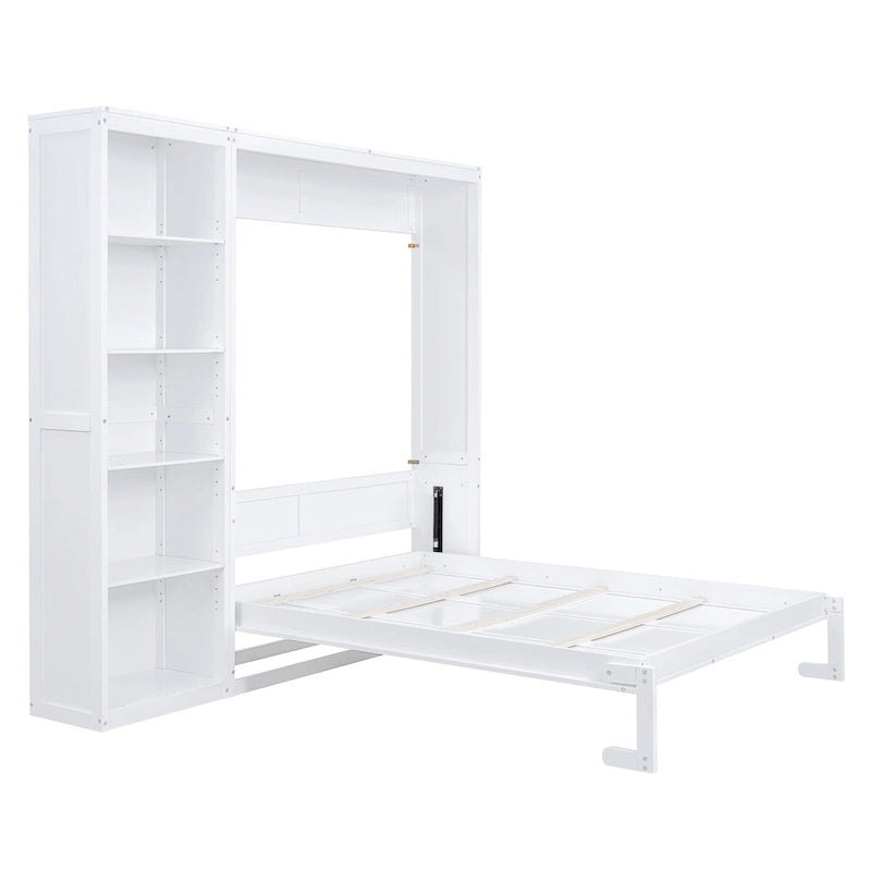 Nestfair Queen Size Murphy Bed Wall Bed with Shelves