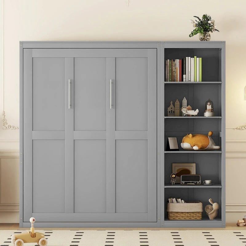Nestfair Queen Size Murphy Bed Wall Bed with Shelves