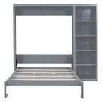Nestfair Queen Size Murphy Bed Wall Bed with Shelves