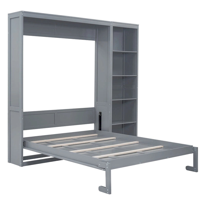Nestfair Queen Size Murphy Bed Wall Bed with Shelves
