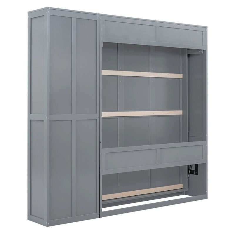 Nestfair Queen Size Murphy Bed Wall Bed with Shelves