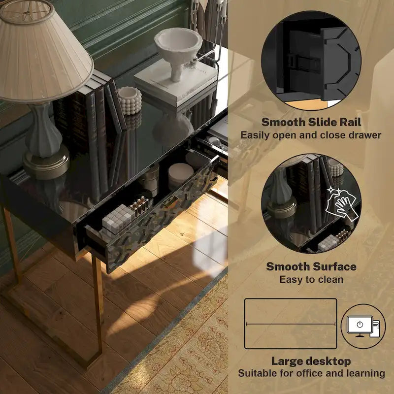 Glossy Storage Home Office Desk with Drawer