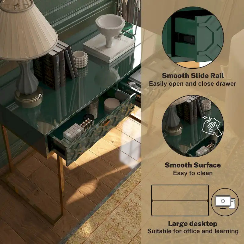 Glossy Storage Home Office Desk with Drawer