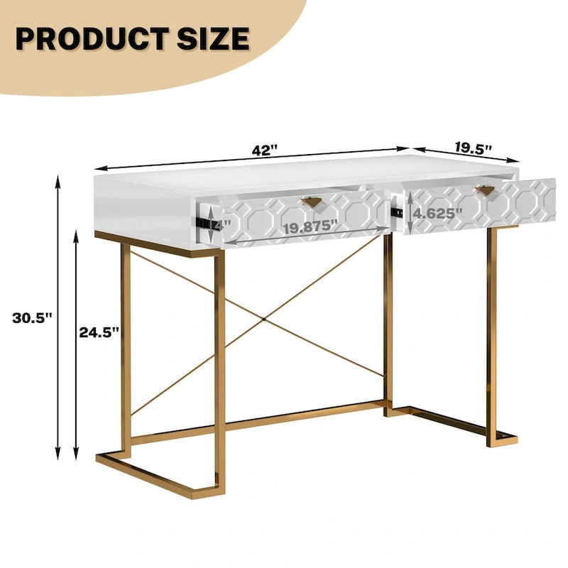 Glossy Storage Home Office Desk with Drawer