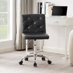 Javlergo Armless Office Desk Chair, PU Leather Mid-Back Adjustable Height 360 Rolling Swivel for Home Office Work