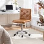 Javlergo Armless Office Desk Chair, PU Leather Mid-Back Adjustable Height 360 Rolling Swivel for Home Office Work