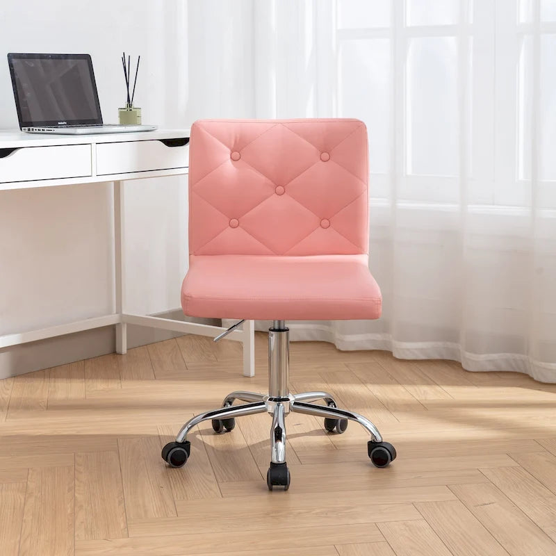 Javlergo Armless Office Desk Chair, PU Leather Mid-Back Adjustable Height 360 Rolling Swivel for Home Office Work