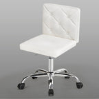 Javlergo Armless Office Desk Chair, PU Leather Mid-Back Adjustable Height 360 Rolling Swivel for Home Office Work