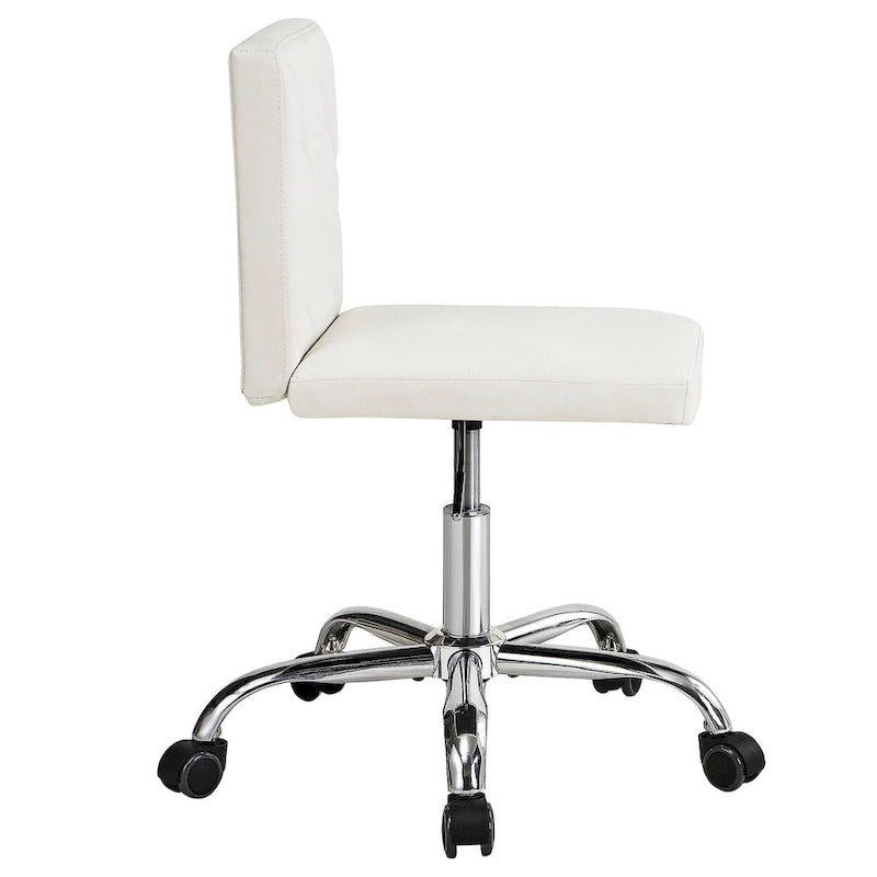 Javlergo Armless Office Desk Chair, PU Leather Mid-Back Adjustable Height 360 Rolling Swivel for Home Office Work